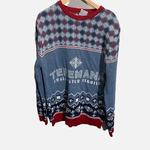 Teremana Tequila Christmas Holiday Sweater Mens 2XL Blue Red Fair Isle Argyle